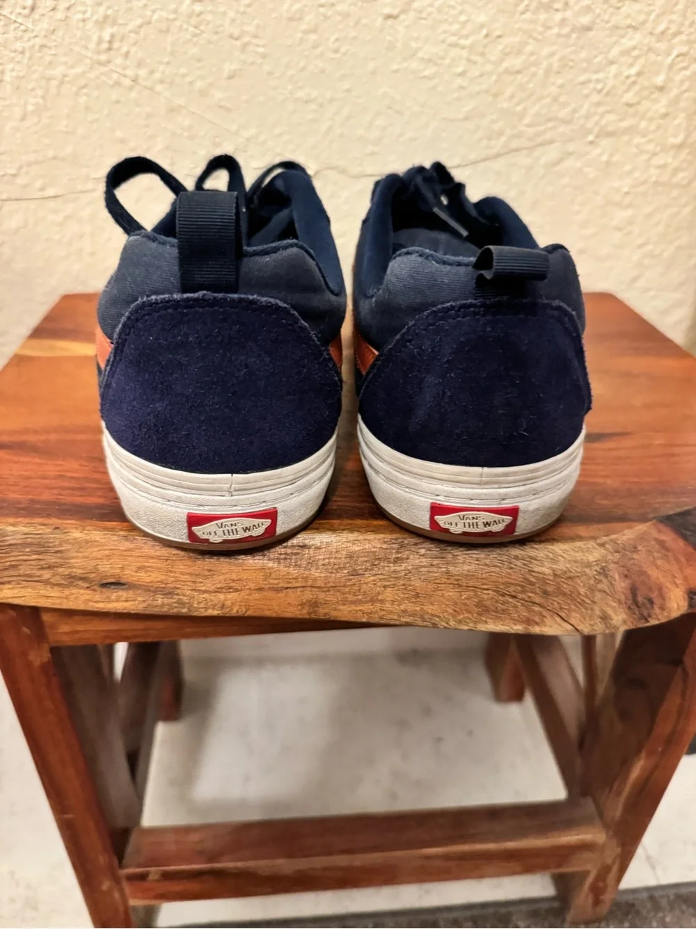 Vans Navy Suede Sneakers with Orange Side Stripe